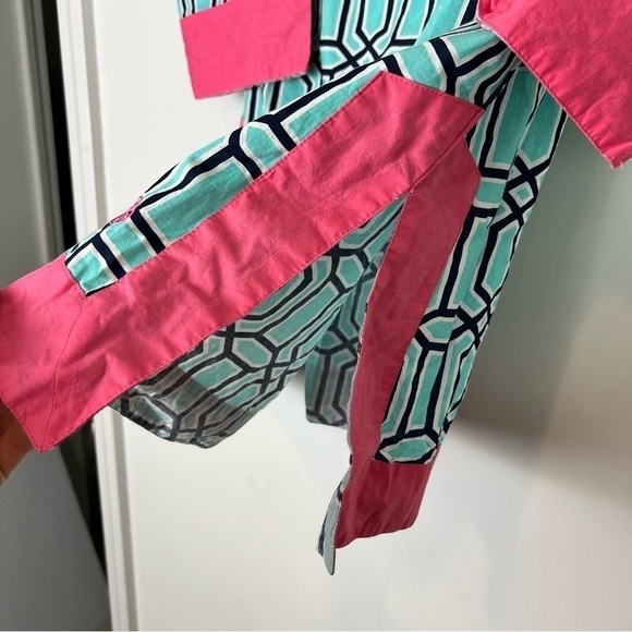 Simply Southern Shirt womens medium Tunic Top Coverup Dress Pink Turquoise - Picture 5 of 10